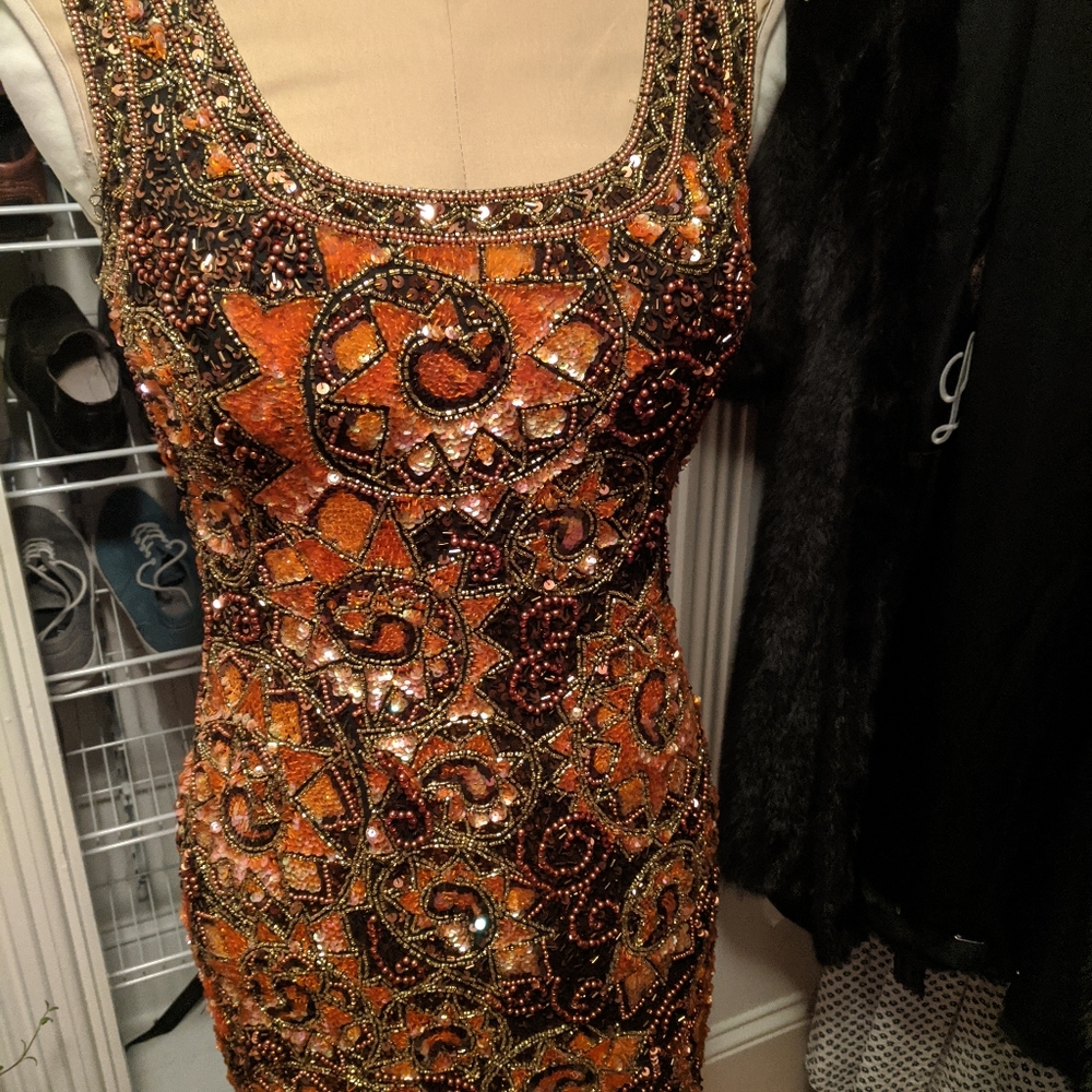 Oleg Cassini one of a kind beaded cocktail dress